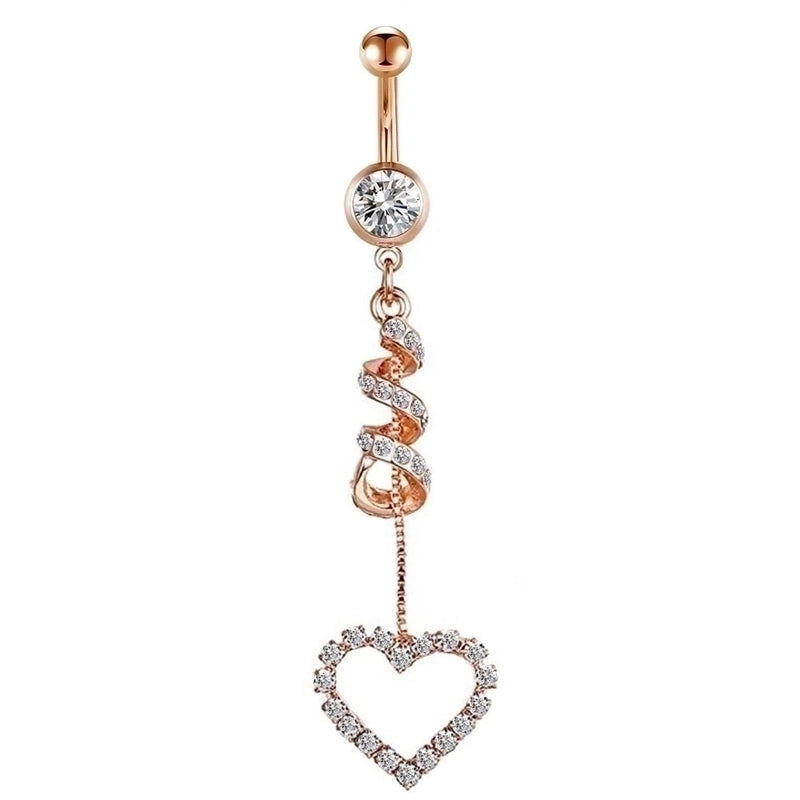 Minimalist Heart Shape Bow Knot Stainless Steel Plating Zircon Belly Ring 1 Piece