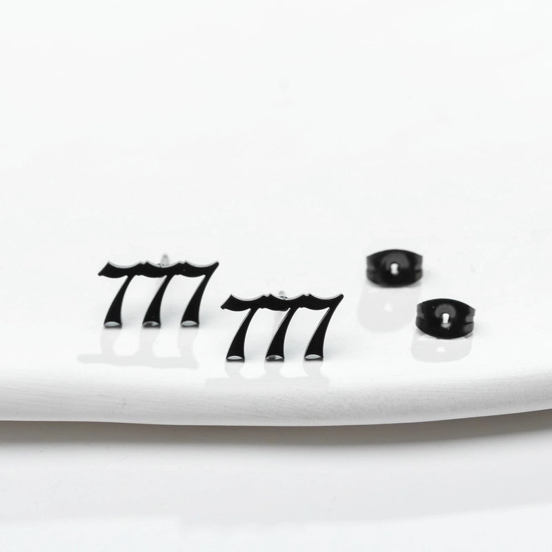 1 Pair Minimalist Number Plating Hollow Out 304 Stainless Steel 18K Gold Plated Ear Studs