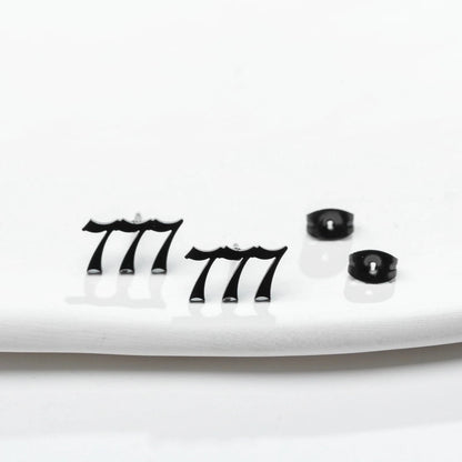 1 Pair Minimalist Number Plating Hollow Out 304 Stainless Steel 18K Gold Plated Ear Studs