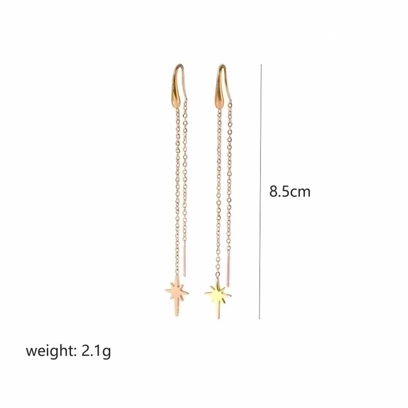 1 Pair Minimalist Classic Style Hexagram Moon Polishing Plating Inlay 304 Stainless Steel Zircon 18K Gold Plated Drop Earrings
