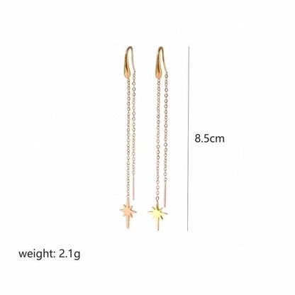 1 Pair Minimalist Classic Style Hexagram Moon Polishing Plating Inlay 304 Stainless Steel Zircon 18K Gold Plated Drop Earrings