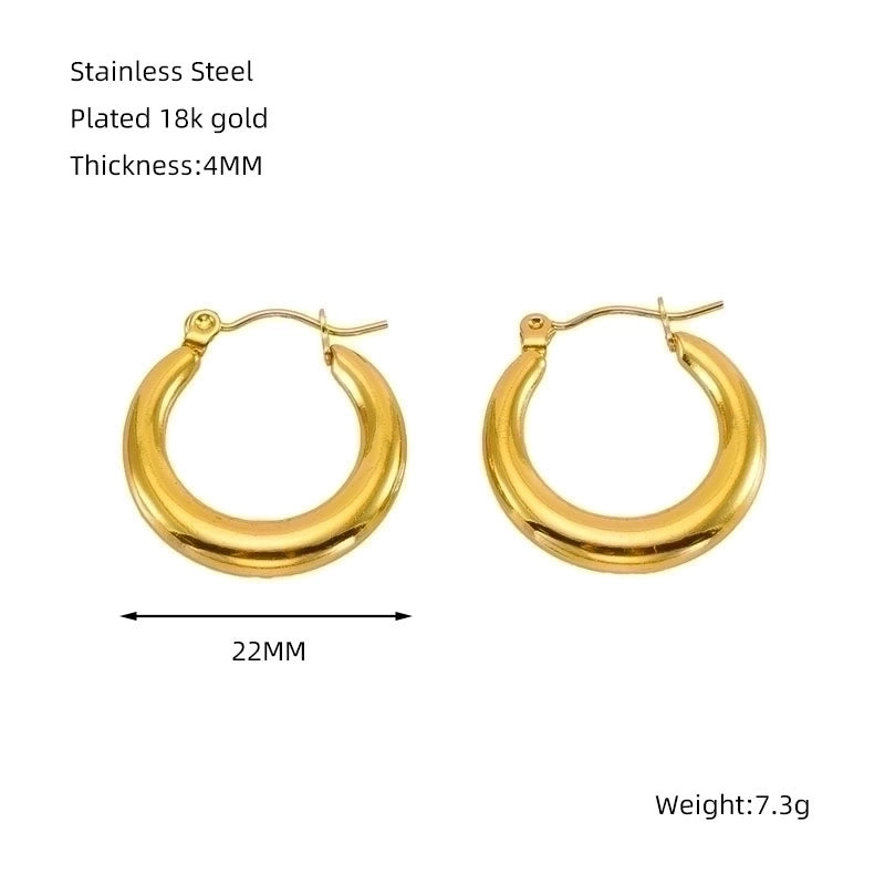 1 Piece Minimalist Classic Style Solid Color Polishing Plating Stainless Steel Titanium Steel Titanium Steel 18K Gold Plated Earrings