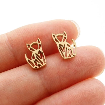 1 Pair Cute Minimalist Animal Notes Polishing 304 Stainless Steel 18K Gold Plated Ear Studs