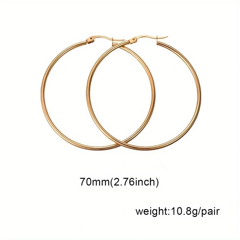 1 Pair Basic Minimalist Commute Round 304 Stainless Steel 18K Gold Plated Earrings