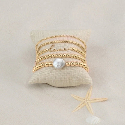 Freshwater Pearl Copper Ethnic Style Bohemian Beaded Plating Love Bracelets