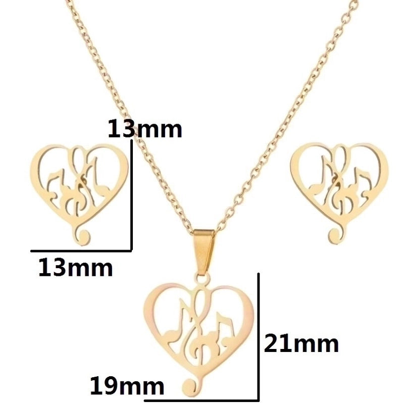 Minimalist Heart Shape Stainless Steel Plating Women\'s Earrings Necklace