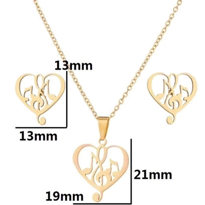 Minimalist Heart Shape Stainless Steel Plating Women\'s Earrings Necklace