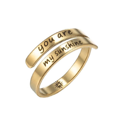 Retro Number 201 Stainless Steel No Inlaid 18K Gold Plated Plating Open Ring
