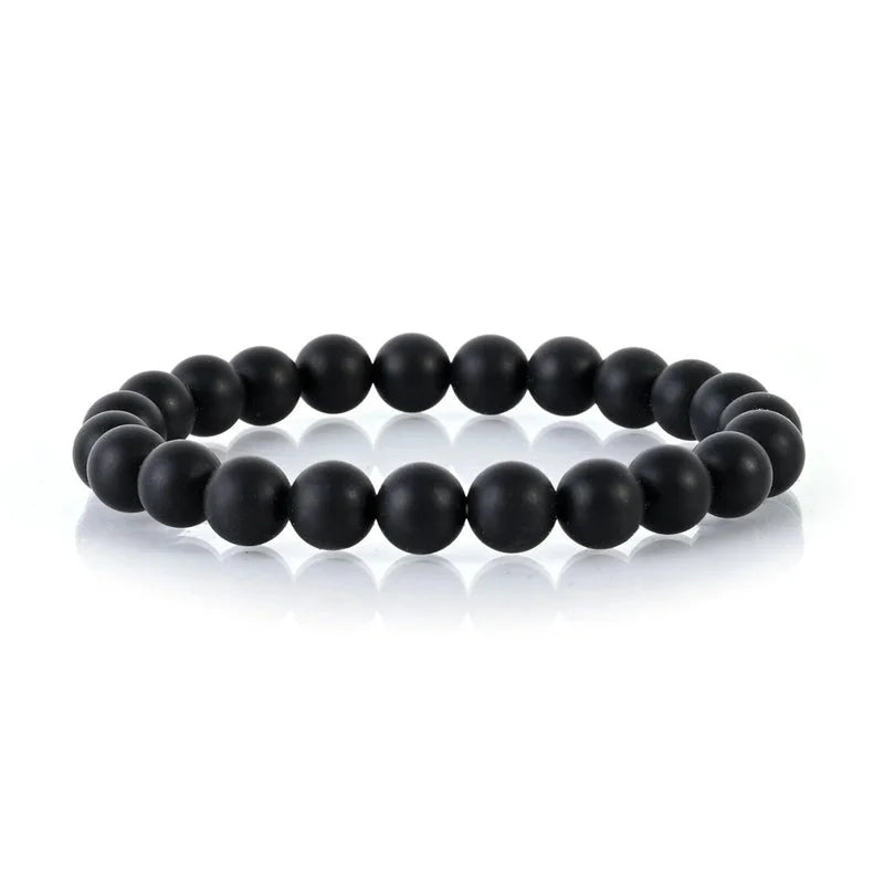 2 Pieces Casual Minimalist Round Natural Stone Lava Rock Bracelets In Bulk