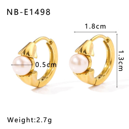 1 Piece Modern Style Minimalist Classic Style Geometric Inlay 304 Stainless Steel Rhinestones Glass Bead 18K Gold Plated Earrings
