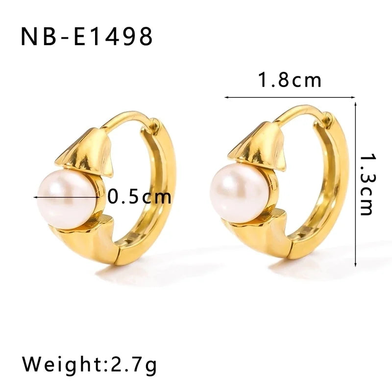 1 Piece Modern Style Minimalist Classic Style Geometric Inlay 304 Stainless Steel Rhinestones Glass Bead 18K Gold Plated Earrings