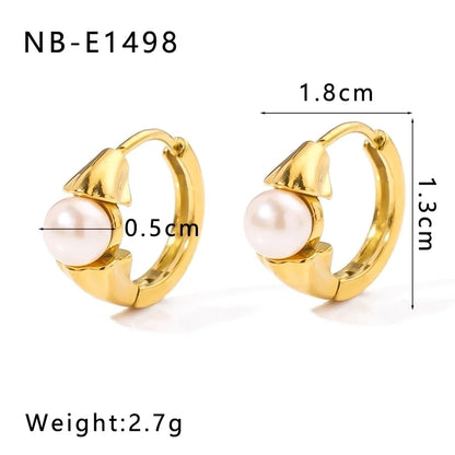 1 Piece Modern Style Minimalist Classic Style Geometric Inlay 304 Stainless Steel Rhinestones Glass Bead 18K Gold Plated Earrings