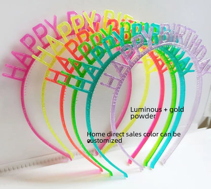Christmas Valentine'S Day New Year Korean Style Happy Birthday English Letter Hair Band ABS Wedding Graduation Birthday