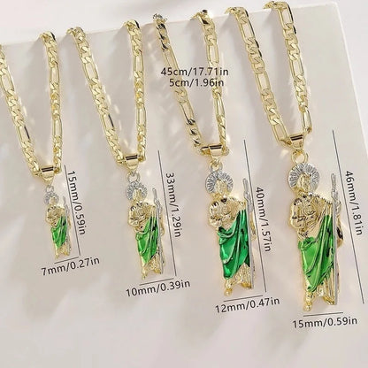 Vintage Style Classic Style Human Geometric Father St. Jude Copper 18K Gold Plated Pendant Necklace