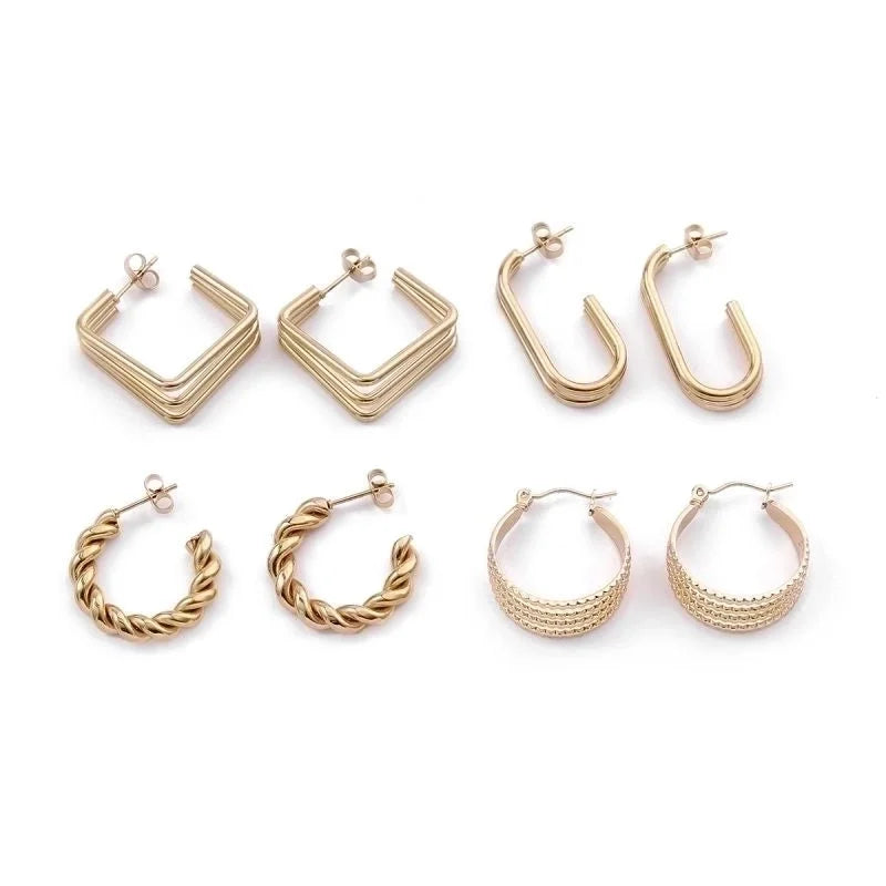 1 Pair Elegant Sweet Commute Heart Shape Plating Stainless Steel 18K Gold Plated Earrings