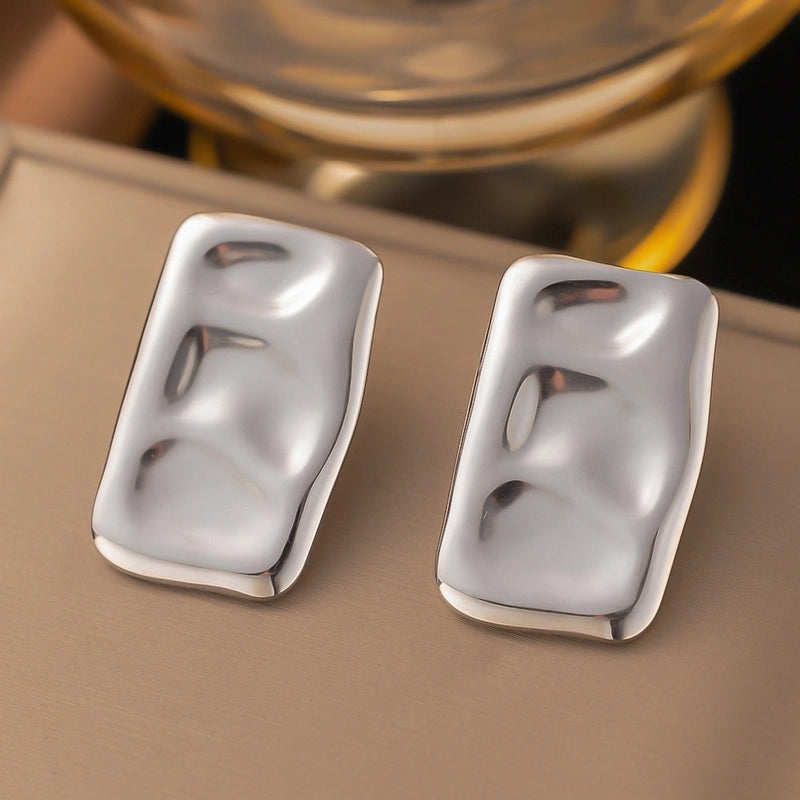 1 Pair Casual Minimalist Geometric Pleated Titanium Steel Ear Studs