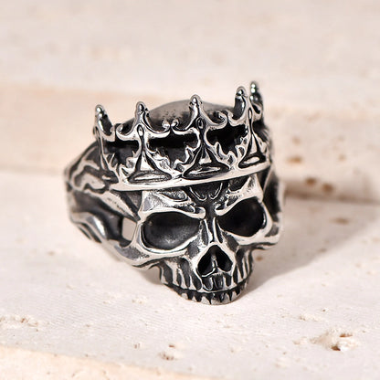 Retro Punk Skull 304 Stainless Steel Plating 18K Gold Plated Halloween Men's Rings