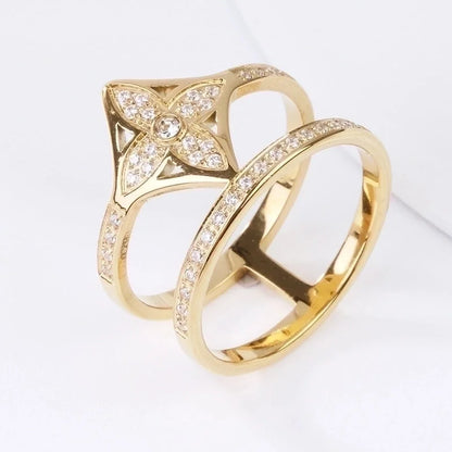 Minimalist Solid Color Titanium Steel Metal Inlay Artificial Gemstones Open Ring