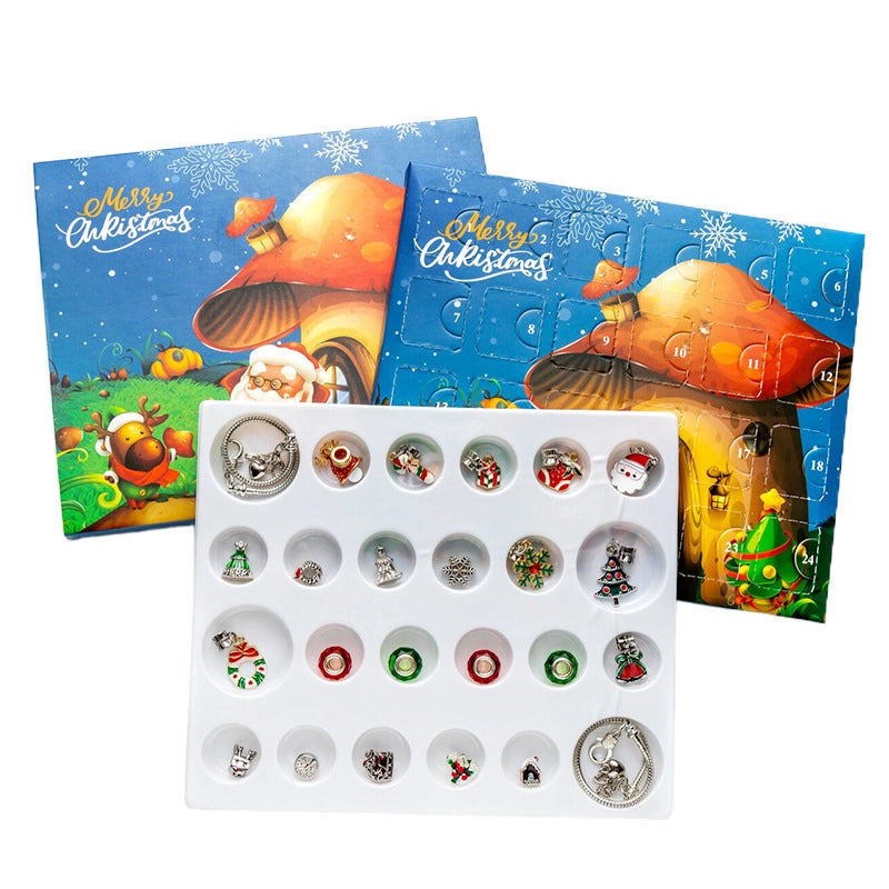 New Christmas Blind Box Set Snowflake Drop Oil Beaded Bracelet Cute Christmas Old Bell Christmas Tree Accessories