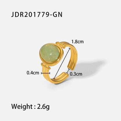 Women IG Style Round Geometric Stainless Steel 18K Gold Plated Rings