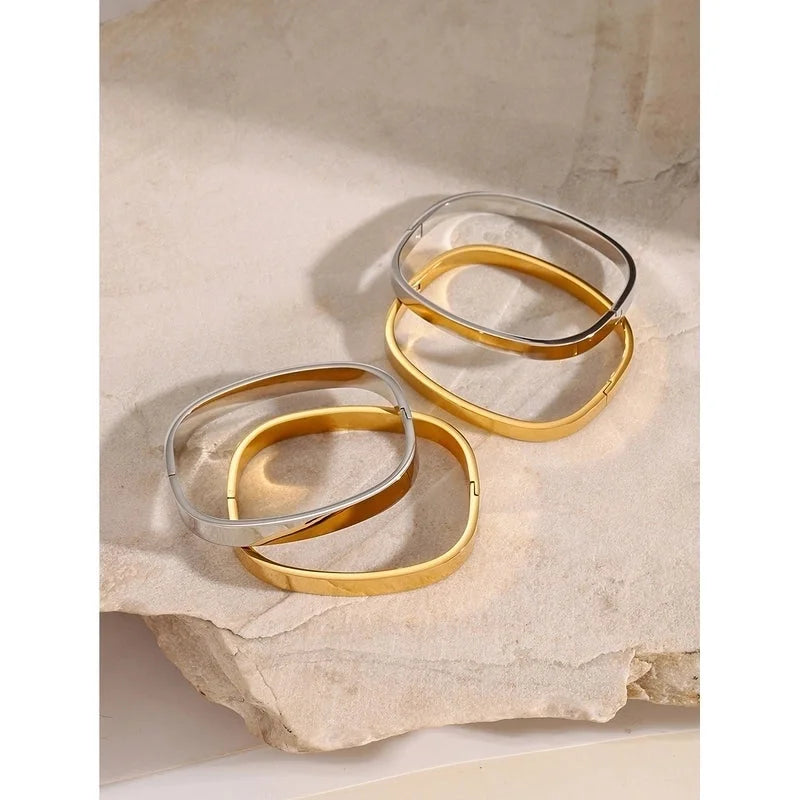 Classic Style Solid Color 304 Stainless Steel Bangle In Bulk Stainless Steel Bracelets