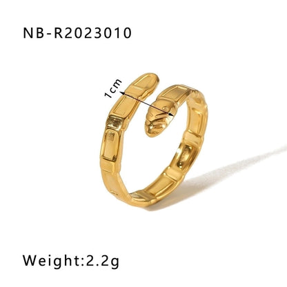 Stainless Steel 18K Gold Plated IG Style Plating Snake Open Rings
