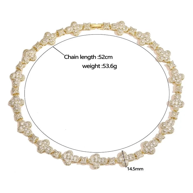 Elegant Shiny Cross Star Copper Zircon 18K Gold Plated Inlay Bracelets Necklace