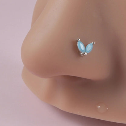 2 Pieces Nose Rings & Studs Minimalist Flower 304 Stainless Steel Turquoise Turquoise