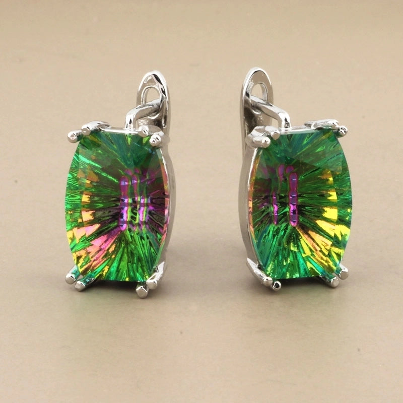 1 Pair Minimalist Classic Style Solid Color Inlay Copper Artificial Gemstones Earrings