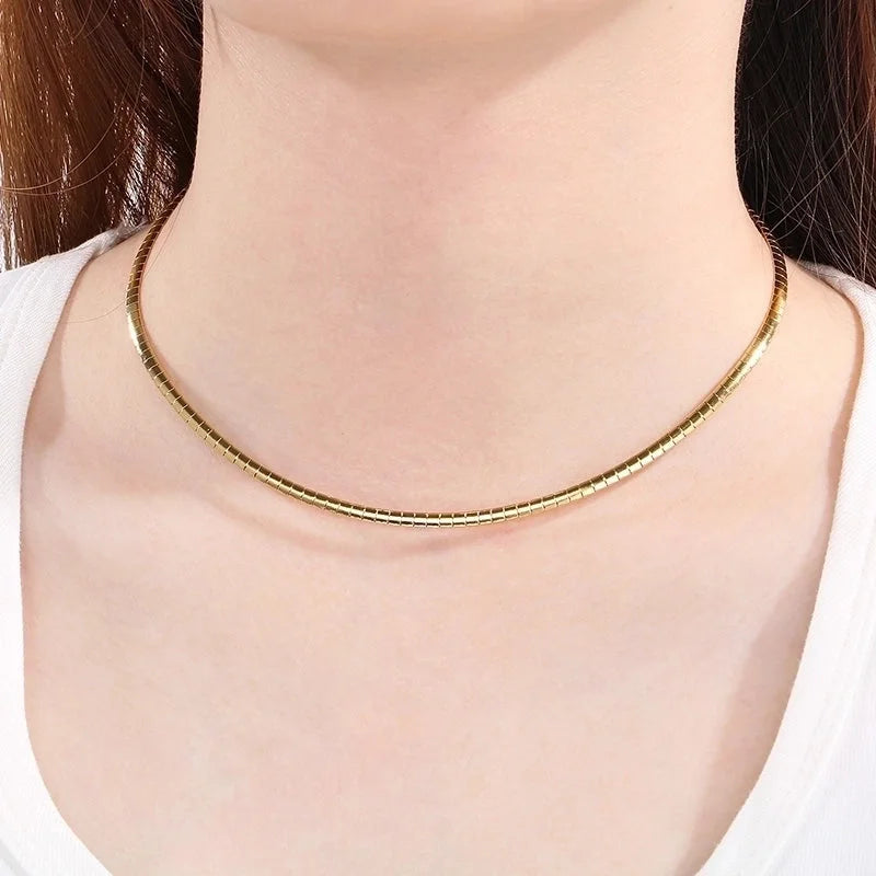 Elegant Minimalist Streetwear Solid Color 304 Stainless Steel 18K Gold Plated Choker