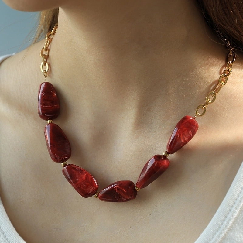 Ethnic Style Irregular Solid Color 304 Stainless Steel 14K Gold Plated Necklace