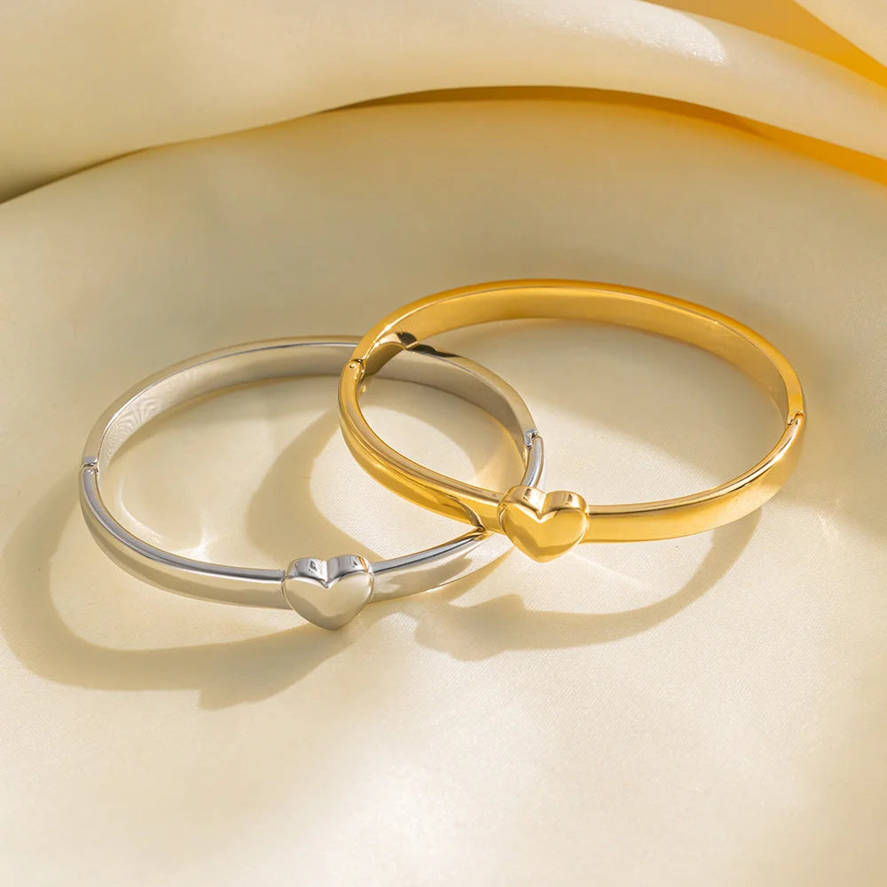 Moderate Luxury Ellipse Stainless Steel 18K Gold Plated Bangles