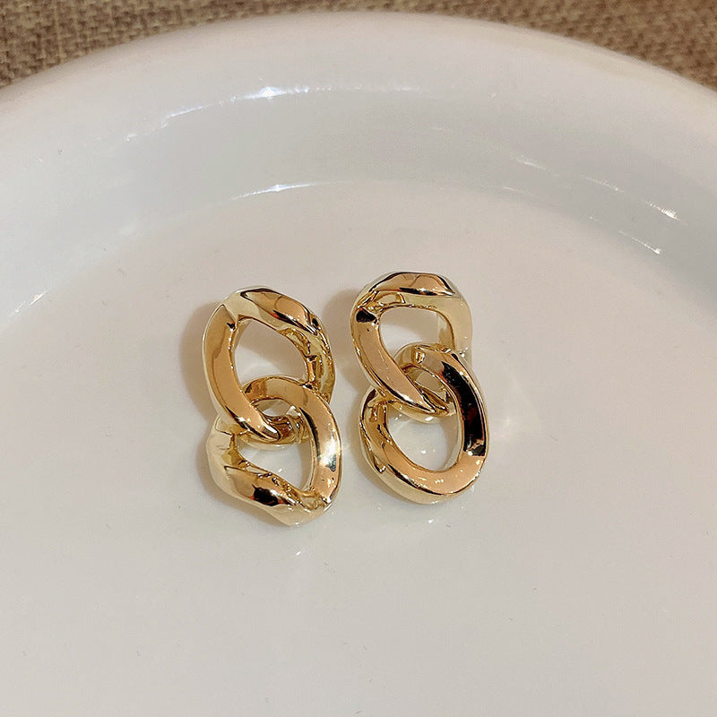 Circle Heart Geometric Metal Electroplating Earrings