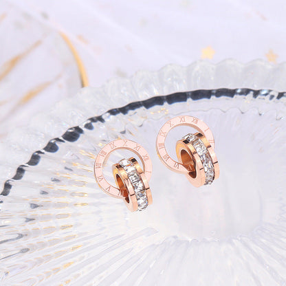 Geometric Titanium Steel 18K Gold Plated Stud Earrings