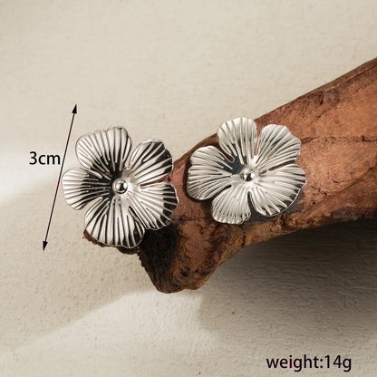 3 Pieces Classic Style Solid Color Flower Plating Inlay Stainless Steel Artificial Pearls 14K Gold Plated Drop Earrings