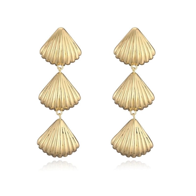 1 Pair Casual Vintage Style Beach Starfish Conch Shell Plating Copper 18K Gold Plated Drop Earrings