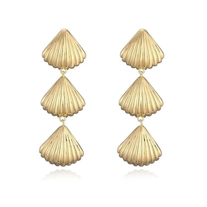 1 Pair Casual Vintage Style Beach Starfish Conch Shell Plating Copper 18K Gold Plated Drop Earrings