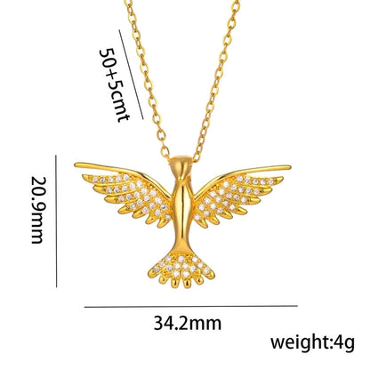 Basic Modern Style Classic Style Eagle 304 Stainless Steel Copper 18K Gold Plated Zircon Pendant Necklace