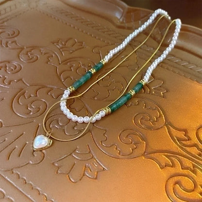 Minimalist Commute Heart Shape Alloy Inlay Zircon Women's Pendant Necklace Necklace