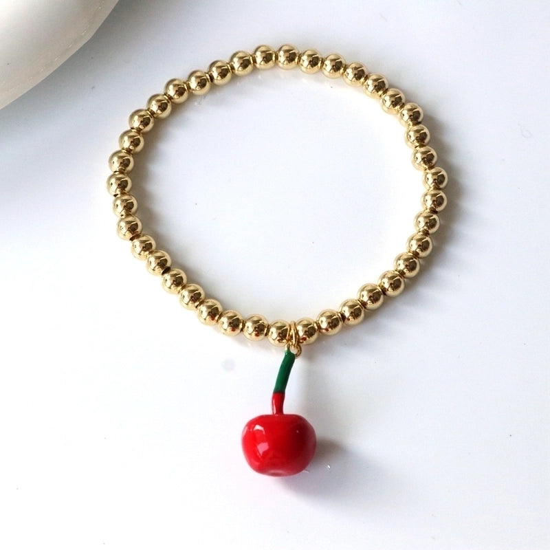 Cute Sweet Cherry Strawberry Copper Beaded Bracelets