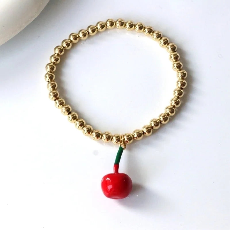 Cute Sweet Cherry Strawberry Copper Beaded Bracelets