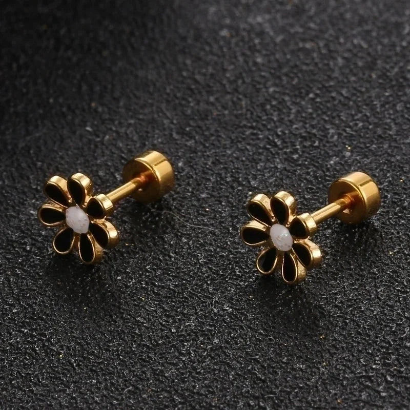 Minimalist Flower 304 Stainless Steel No Inlaid Earrings Ear Studs
