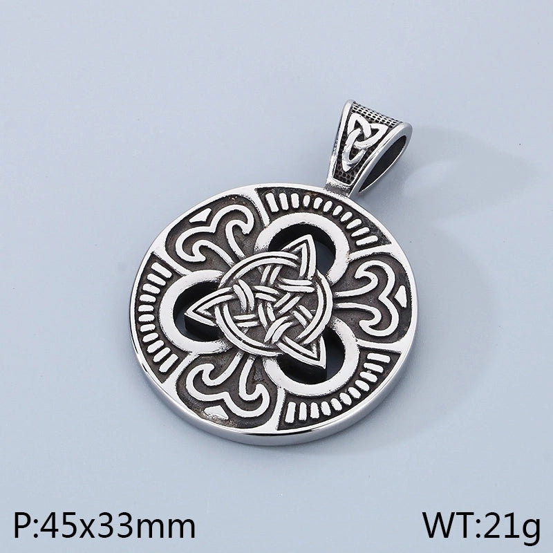 1 Piece 304 Stainless Steel Witches Knot Anchor Skull Pendant Chain Pendant Necklace