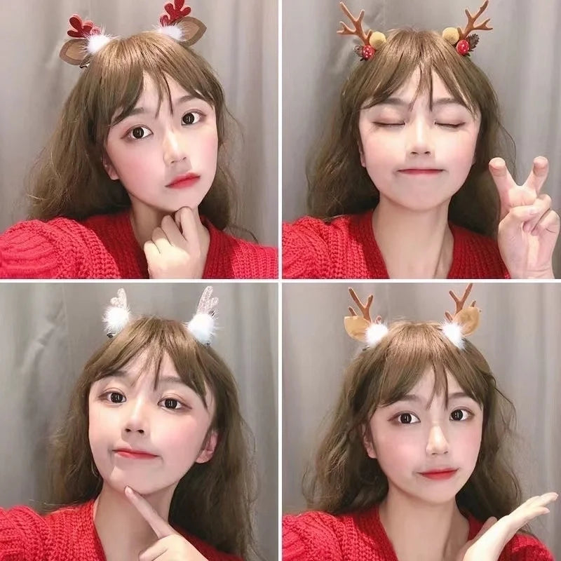 Christmas Cartoon Style Women'S Antlers Plush Plush Hair Clip