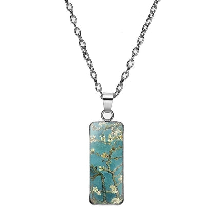 Alloy Classic Style Inlay Sunflower Starry Sky Glass Pendant Necklace