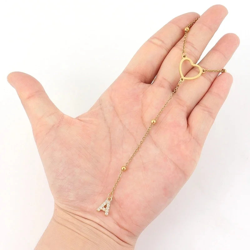 Elegant Minimalist Classic Style Letter Heart Shape 201 Stainless Steel 304 Stainless Steel Copper Zircon Stainless Steel Necklaces
