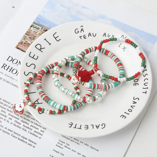 Christmas Bracelet Santa Claus Christmas Tree Peach Heart Snowflake Soft Bracelet