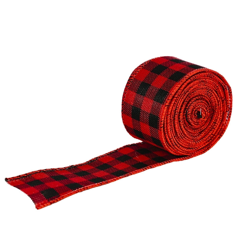 Christmas Decorations Red And Black Christmas Plaid Ribbon