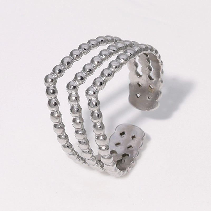 Casual Minimalist Geometric 304 Stainless Steel Hollow Out Inlay Open Rings