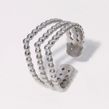 Casual Minimalist Geometric 304 Stainless Steel Hollow Out Inlay Open Rings